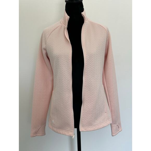Adidas Pink ZigZag Textured Full Zip Jacket, Size Small - Picture 3 of 11